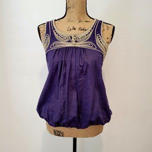 Anthropologie Desc Embroidered Rope Pattern Wrap Tank Size S